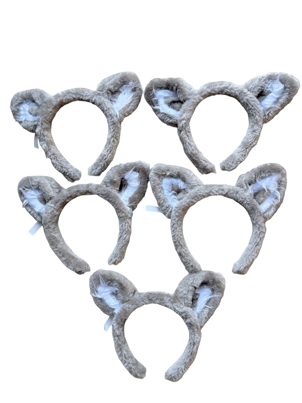 Great Wolf Lodge Beige Wolf Animal Ears Headbands Soft Beige Faux Fur Ears Set 5